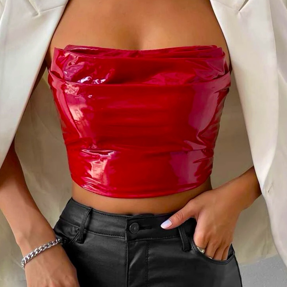 red leather top